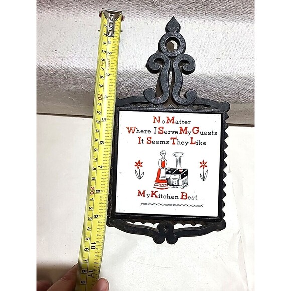 Vintage Trivet Cast Iron Tile Guests Like My Kitchen Best Napco Japan MCM RETRO - Picture 2 of 4